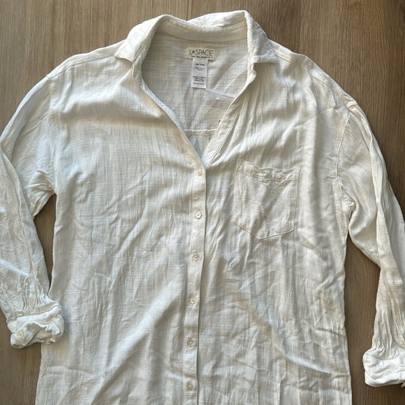 L*Space Button Down White Long Viscose Tunic sz XS - Picture 5 of 11